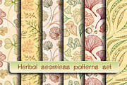 Herbal seamless patterns set