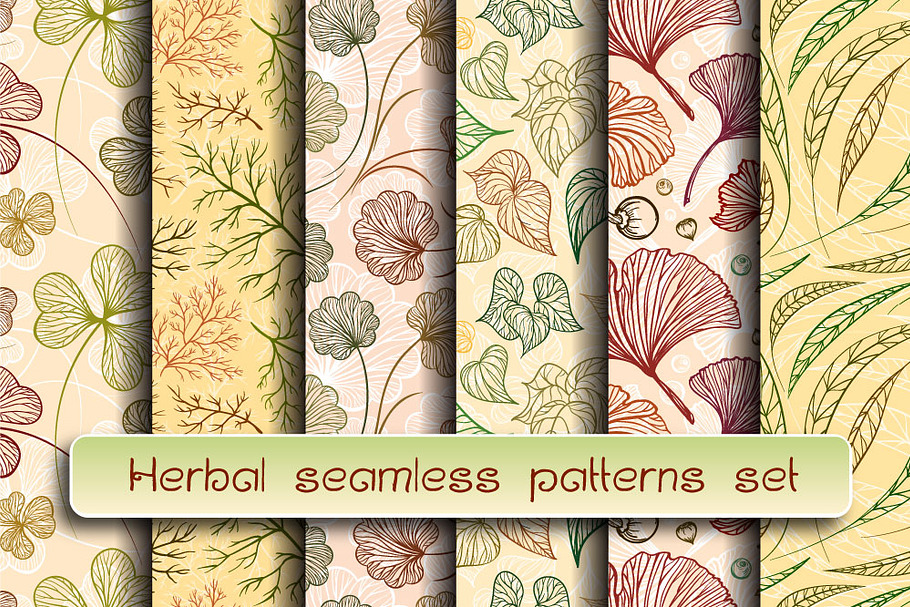 Herbal seamless patterns set in Patterns - product preview 8