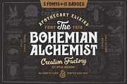Bohemian Alchemist 5 Font + 15 Badge