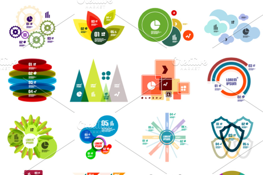 16 paper infographic designs set 29 in Graphics - product preview 8