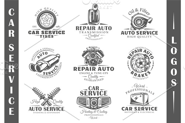 9 Car Service Logos Templates Vol.1
