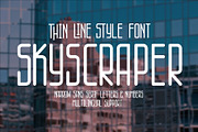 Skyscraper thin line style font.