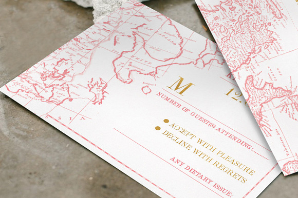 Vintage Map Wedding Suite in Wedding Templates - product preview 1