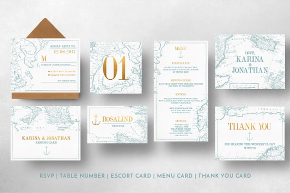 Vintage Map Wedding Suite in Wedding Templates - product preview 11
