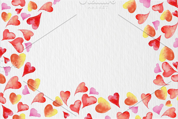 Watercolor hearts background