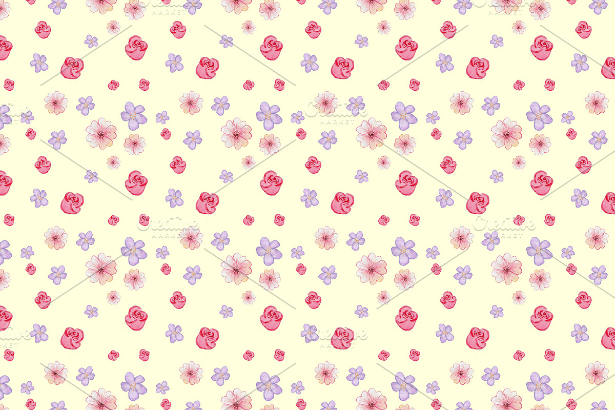Watercolor flowers pattern in Patterns - product preview 8