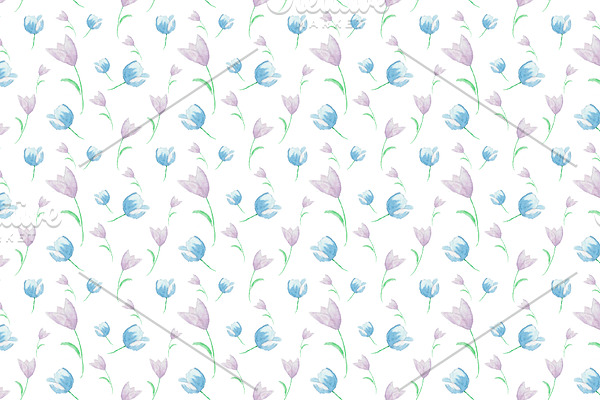 Watercolor tulip pattern