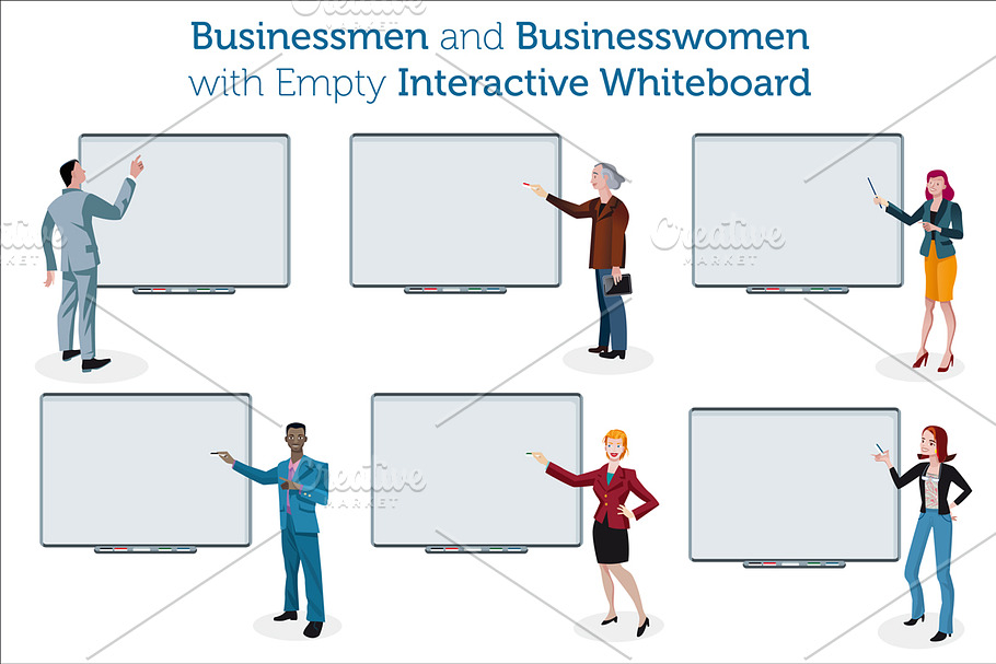People with Interactive Whiteboard in Illustrations - product preview 8