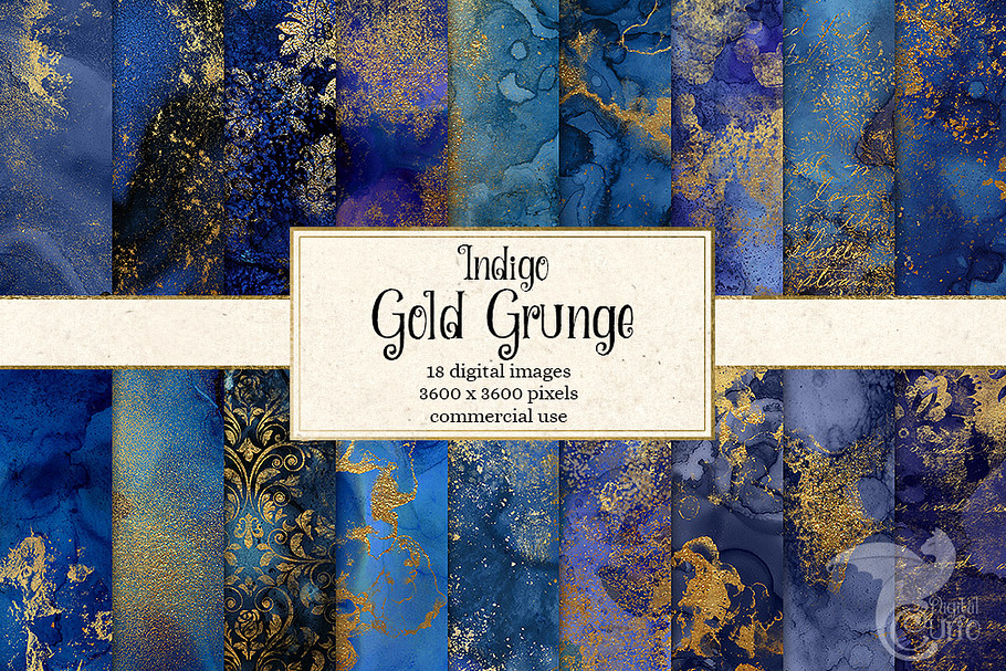 Indigo Gold Grunge Textures