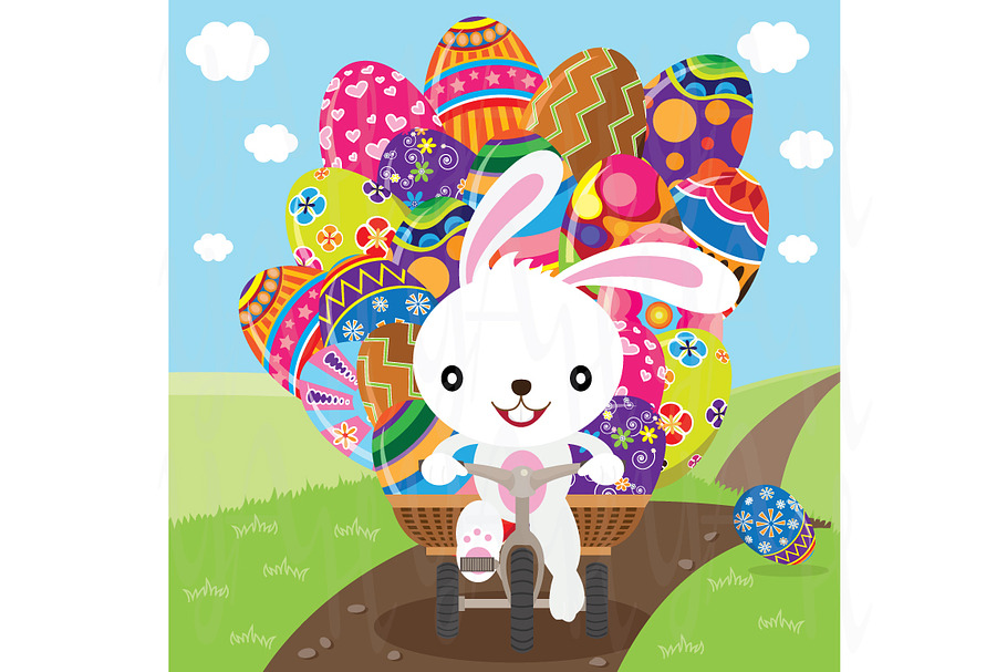 Easter Bunny Deliver Painted Eggs in Illustrations - product preview 8