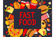 Vector fastfood meaks and snacks poster menu