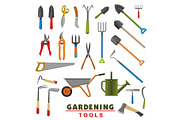 Vector isolated icons of farm gardening tools