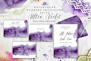 Ultra Violet Watercolor Wedding card