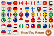 Set of round flags buttons