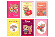 Posters Set Happy Valentines Day to You and Me