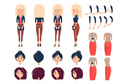 Modern Girl Character Constructor with Spare Heads