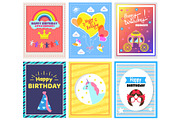 Happy Birthday Collection Vector Illustration