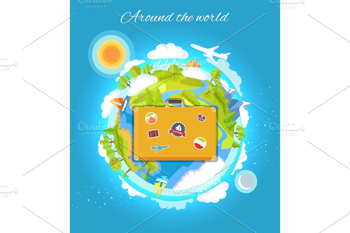 Around the World Color Card Vector Illustration in Illustrations - product preview 8