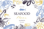 Vintage Seafood Sketch Collection
