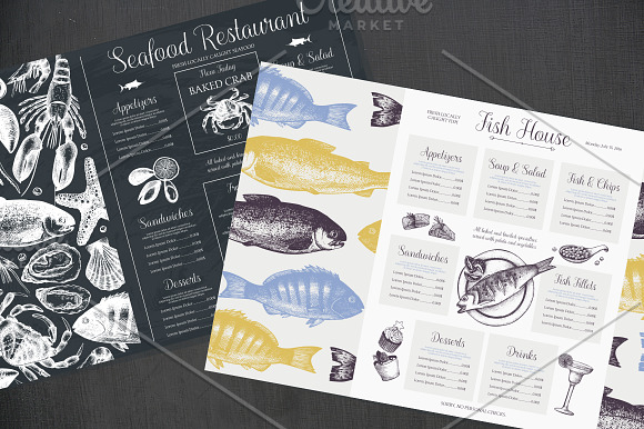 Vintage Seafood Sketch Collection in Illustrations - product preview 5