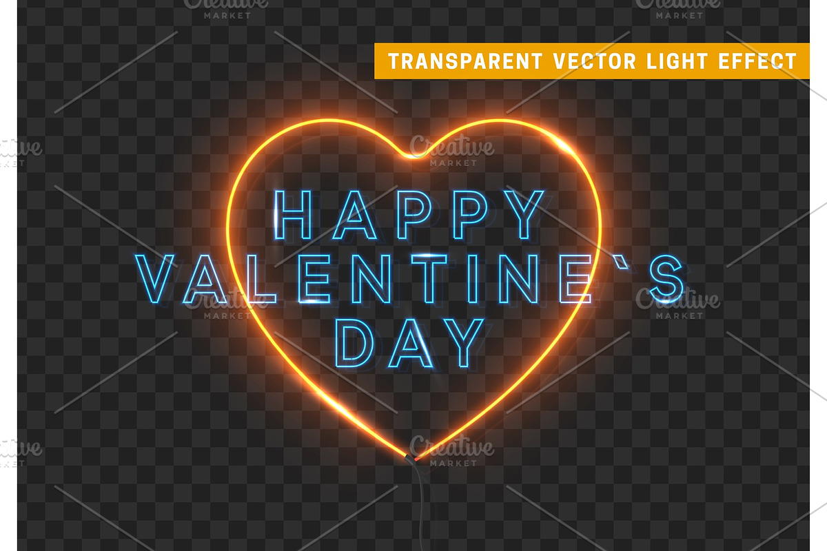Happy Valentines Day on the background of neon light red heart. in Illustrations - product preview 8