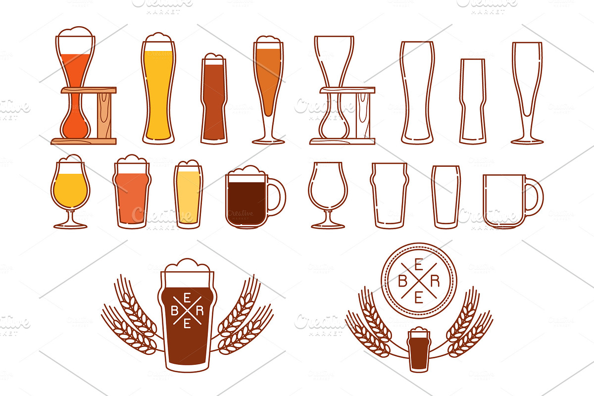 Beer and glasses logos and icons in Logo Icons - product preview 8