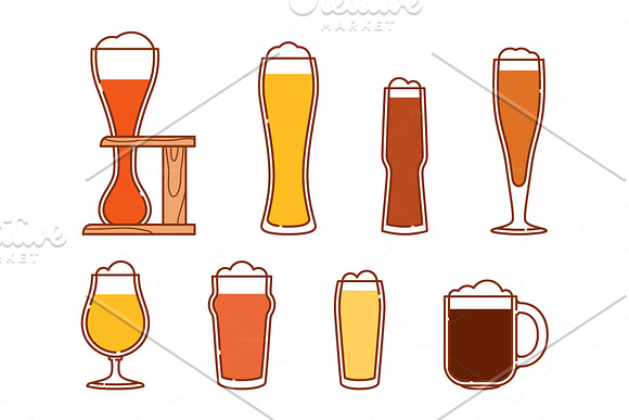 Beer and glasses logos and icons in Logo Icons - product preview 1