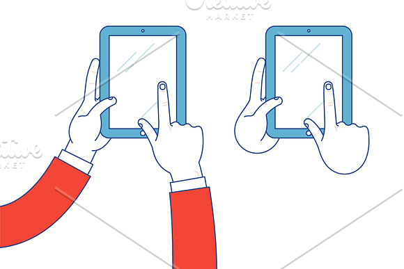 30 hands holding mobile devices in Illustrations - product preview 2