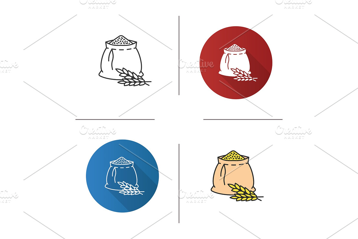 Wheat ears and flour bag icon in Graphics - product preview 8