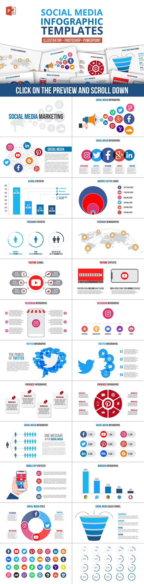 Social media infographics in Social Media Templates - product preview 1