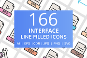 166 Interface Filled Line Icons