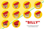 "Billy"- set of stickers-emotions.