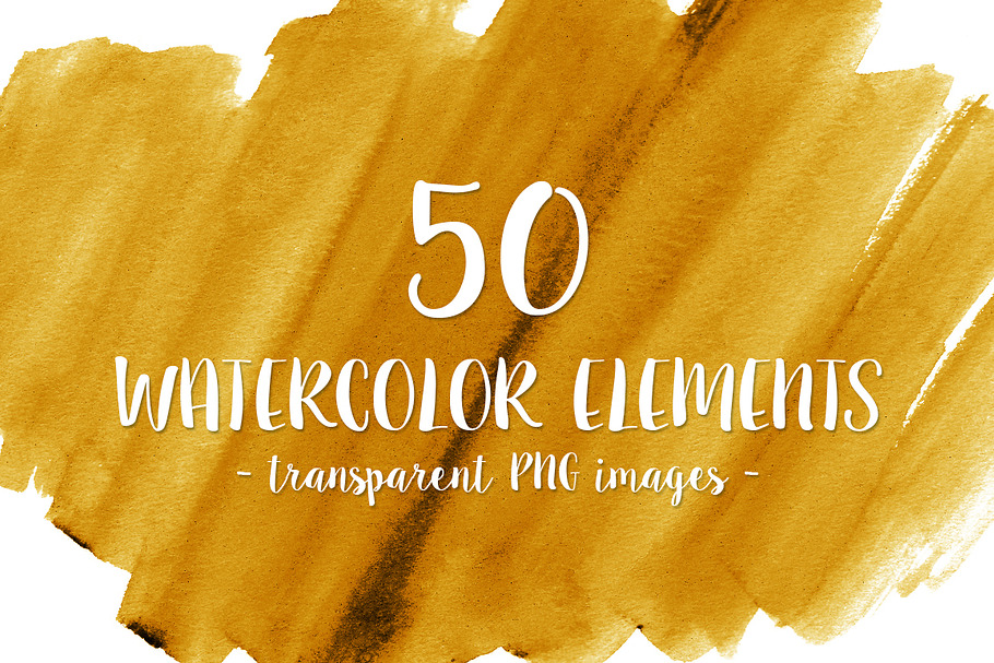 50 Yellow Gold Watercolor Shapes