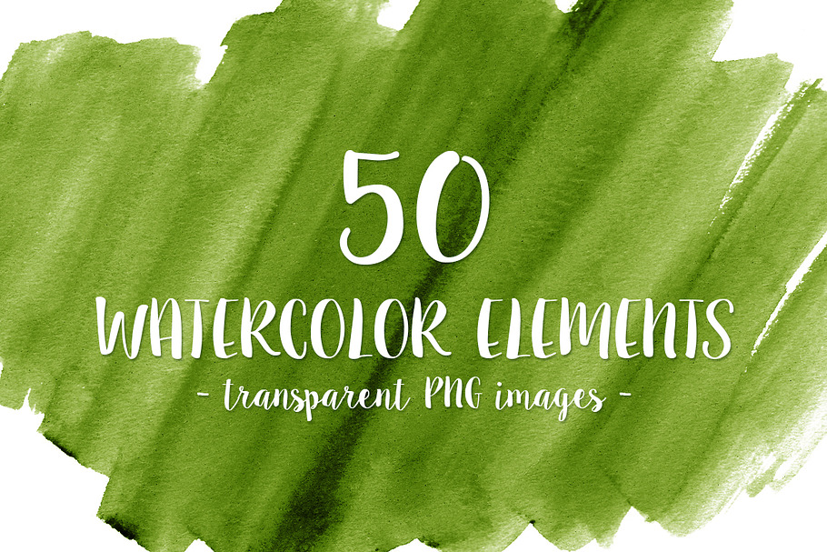 50 Green Watercolor Shapes