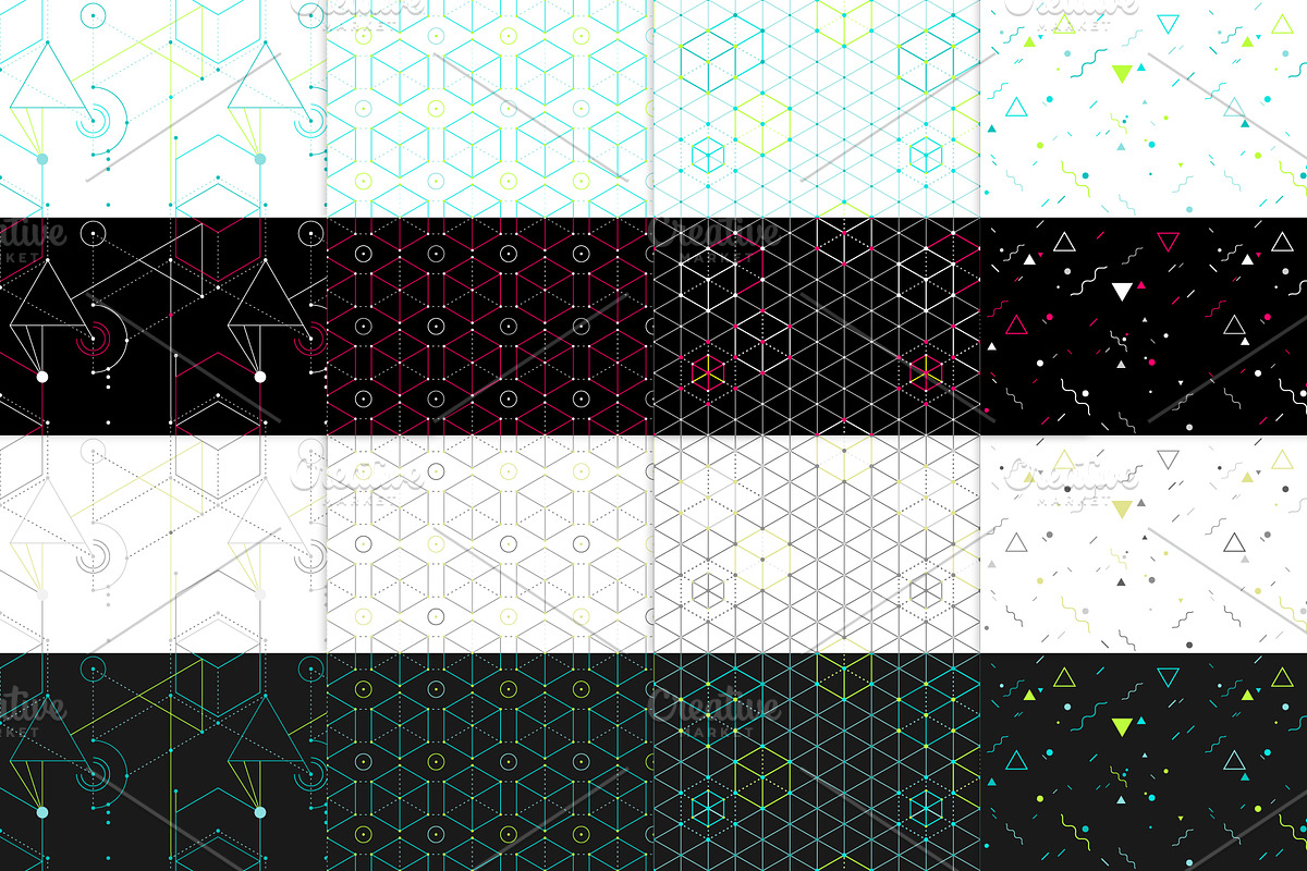 16 hip geometric seamless patterns in Patterns - product preview 8
