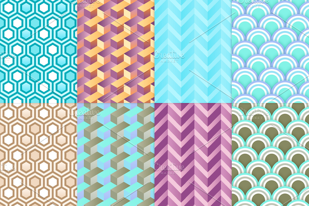 8 vivid geometric seamless patterns in Patterns - product preview 8