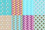 8 vivid geometric seamless patterns