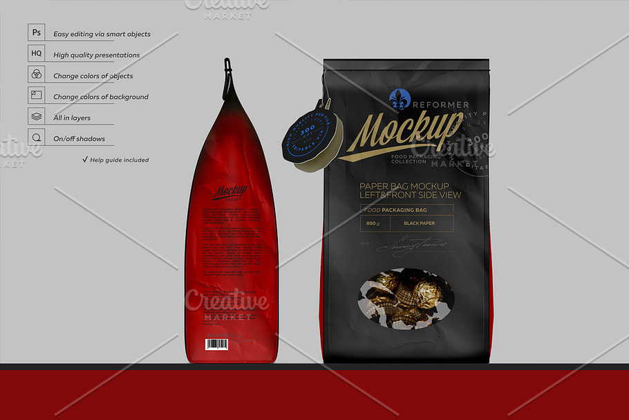Paper Bag Mockup left & front Side B in Product Mockups - product preview 8