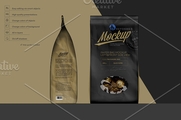 Paper Bag Mockup left & front Side B in Product Mockups - product preview 2