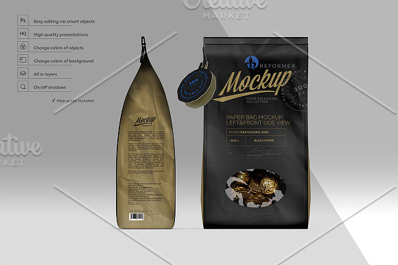 Paper Bag Mockup left & front Side B in Product Mockups - product preview 4