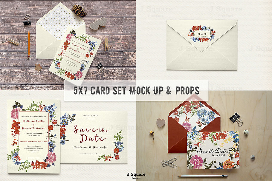 5x7 Card/Envelope Mock Up & Props in Print Mockups - product preview 8