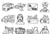 Logistic sketch decorative icons set