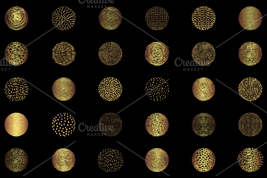 Abstract round gold textures clipart