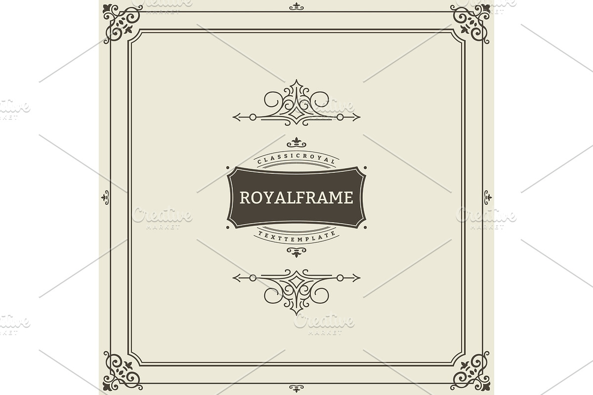 Invitation frame. Vintage ornament greeting card vector template. Retro wedding invitations, advertising or other design and place for text. Flourishes frame in Illustrations - product preview 8