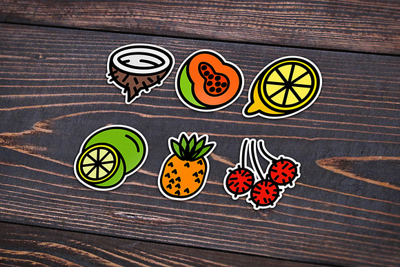 Tropical Fruits Sticker Set in Illustrations - product preview 1