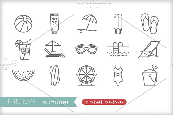 Minimal summer icons