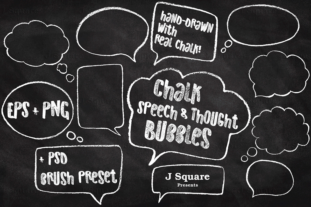 Chalk Speech & Thought Bubbles in Illustrations - product preview 8