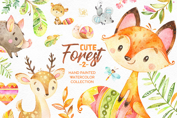 Cute Forest 2.Collection of animals