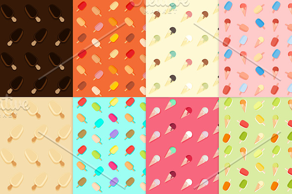 8 icecream seamless patterns