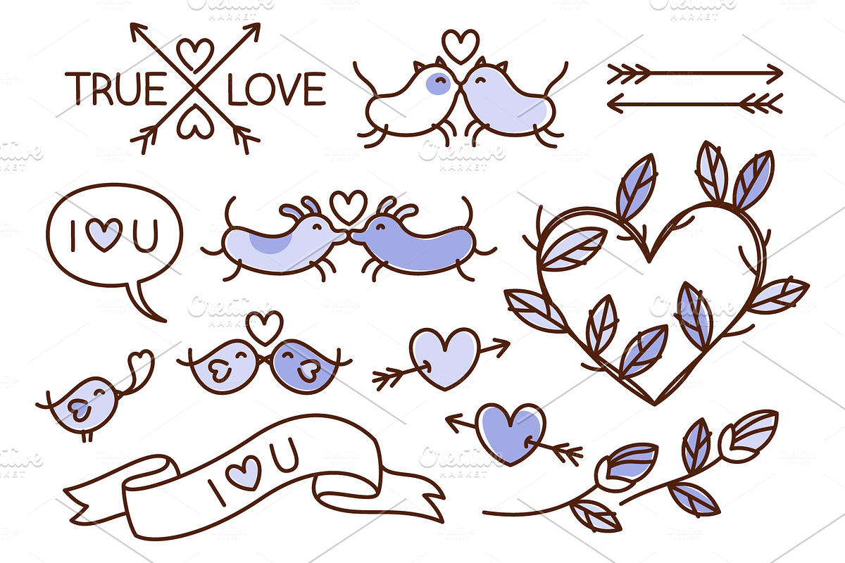 Hand drawn love themed illustrations in Illustrations - product preview 8